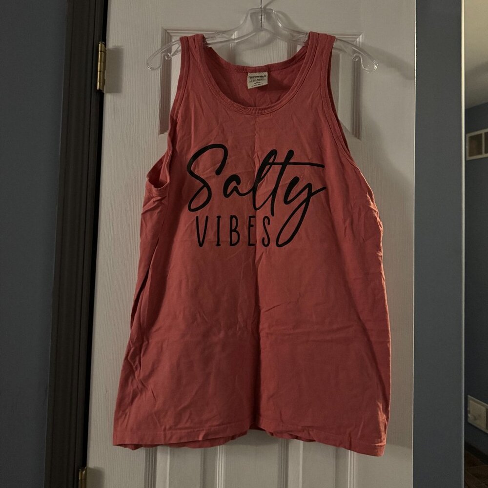 Comfort Colors Size L Salmon Sleeveless Tank Top Salty Vibes NWOT